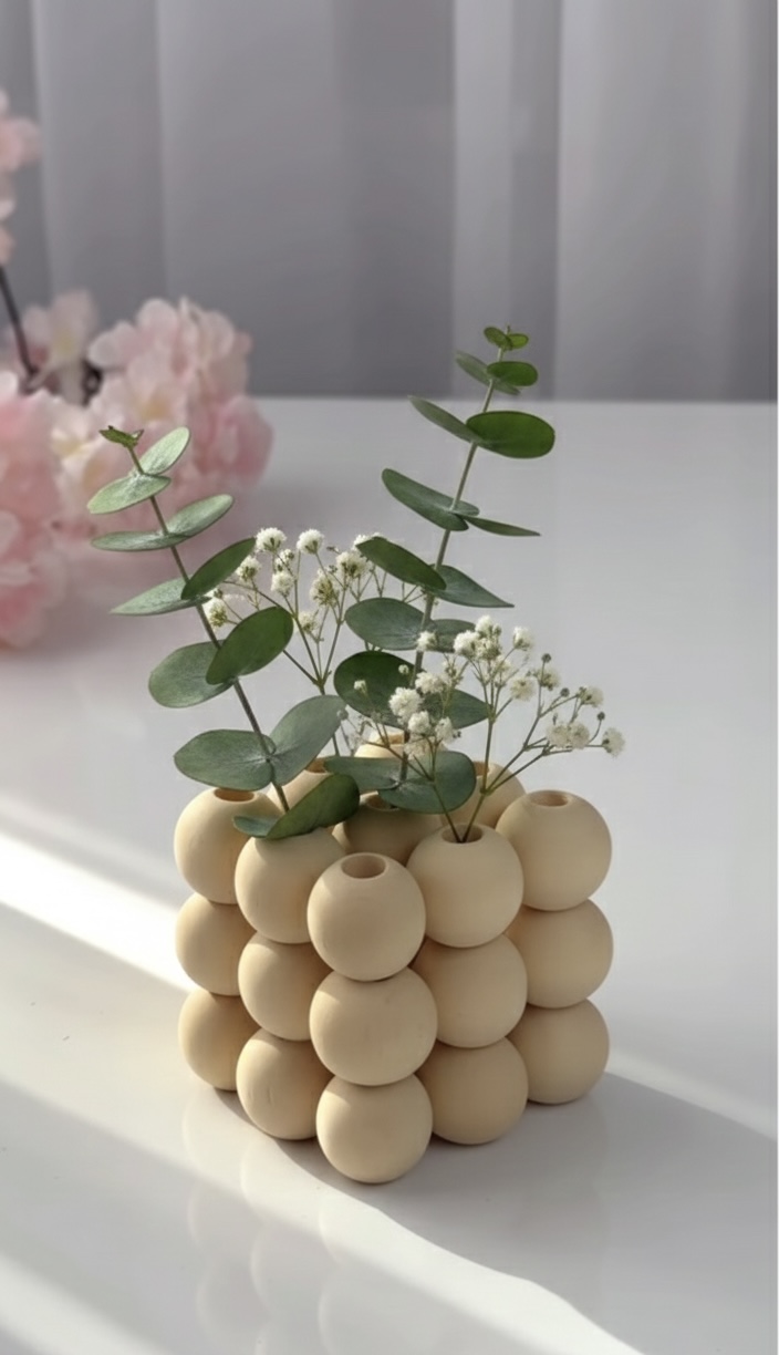 Ahşap Boncuk Çiçeklik 